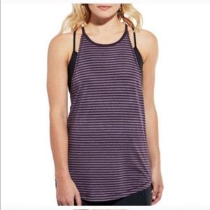 Calia Purple Striped Hugh Neck Athletic Tank